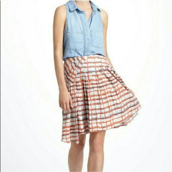 Anthro Maeve Assymetrical Pleated Midi Skirt 2 - Picture 1 of 9